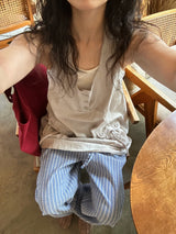 Seersucker Elastic Waist Pants