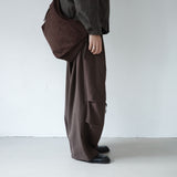 webbing belted cotton wide pants