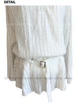 White Hood Pullover Belt One-Piece Dress Top