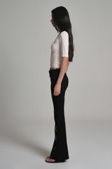 Lace tea bootscut pants, Black