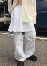プリーツレイヤードスカートパンツ