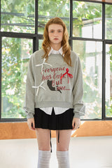  CHARLOTTE CAT RIBBON SWEATSHIRT / MELANGE