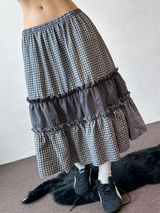 Andy Plaid Tiered Layered Maxi Skirt 2color