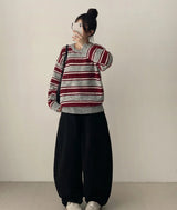 Rutte Corduroy Side Pin Tuck Slit Banding Wide Pants