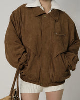 Suede Padded Bomber Jumper 2025 - Camel