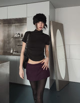 Jamie Shirring Turtleneck Short Sleeve