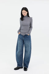 RIBBON-DYED CURVED FIT DENIM_BLUE code 26015