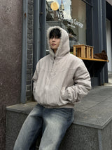 Hairy hooded bomber jacket