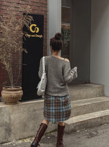 オータムダメージボートネックニットウェア