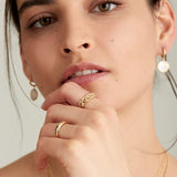 Wide Rope Detail 925 Silver + 14k gold plating Adjustable Size Ring R036-02G