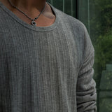 [HFORUS MADE]Forus Knitted pleats U - kneck long sleeves