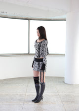 [ID] Floral Jacquard Set-up (Skirt) (Gray)