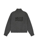 [1WAY ZIPPER] ラムウールジャカードニットジップアップ