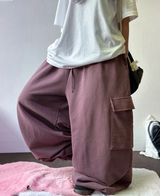 OVER WIDE BALLOON STRING HIP PIGMENT CARGO LONG PANTS ❤️‍🔥🩶🤎 - 3 COLORS