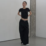 スラッシュピンタックTシャツ (BLACK)