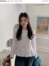 トレンディレイヤードフリル長袖Tシャツ (3color)