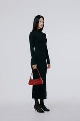 ミニバックルスモールバゲットバッグ - フィッシュネットストッキングレッド