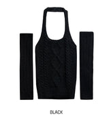 Zen halter-neck cable knitwear warmer set