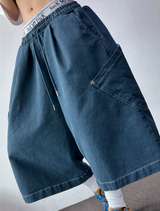 HIP PATCH RIVET PIGMENT DENIM BERMUDA 🫐🍪🖤3COLOR