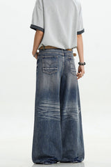 Dark Blue Whiskered Jeans