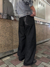 Leather Double Pocket Curved Pants