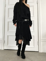 Unbal zipper loose knit