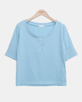 Viet Button Point Color Short Sleeve T-Shirt