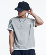 Layered Roll-Up Cropped T-shirt - Gray