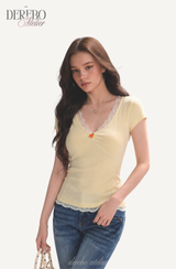 バナナ レース Vネック 半袖Tシャツ