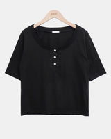 Viet Button Point Color Short Sleeve T-Shirt