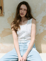 LACE CROP SLEEVELESS BLOUSE WHITE