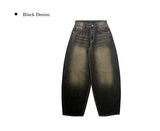 Kafun Vintage Washing Denim Wide Pants