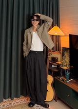 check collar blouson 2COLOR