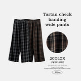 Condo tartan check banding wide pants