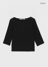 [B-BASIC] Standard Boat Neck 7/8 Sleeve T-Shirt 2SIZE