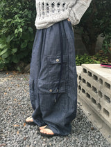 Multi-pocket non-fade shirring cargo pants (2c)