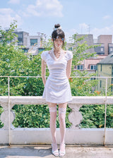 [MADE] Roena Halter-Neck Lace Mini Dress