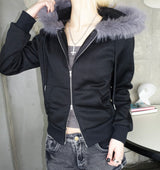 Sleek Fur Hood Zip-Up