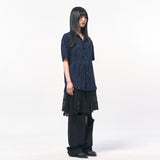 CRINKLE LINEN HALF SHIRTS NAVY
