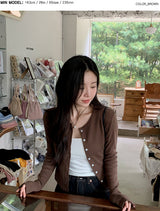 フラワーアイレットクロップ長袖カーディガン(3color)