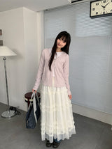 Lanbaf Frill Tiered Layered Long Skirt