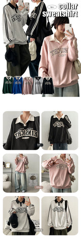 インスダブルラインカラーリングコーラースウェットシャツ