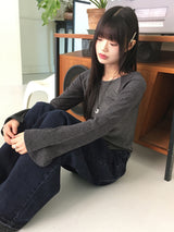 ティワーリブカラーラグランロングスリーブTシャツ