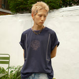 Shell ringer half T-shirts / Navy