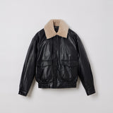 WOMAN FUR COLLAR FLIGHT JUMPER BLACK