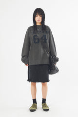 Fringe incision denim midi skirt