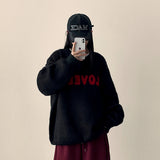 Mona Lovely Lettering Embroidery Loose Fit Round Knit