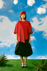 Half & Half Short-Sleeved Logo T-shirt Red