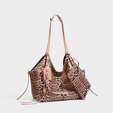 Star Keyring Leopard Print Oversized Tote Bag
