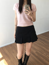 V-neck short-sleeved knitwear (3 colors)